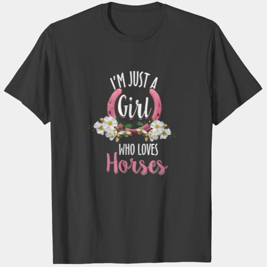 Just A Girl Who Loves Horses Horse Girls Floral Plus Size T-shirt