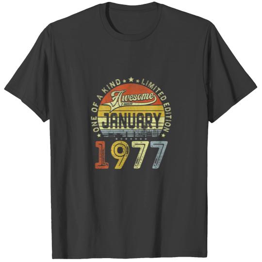 45Th Birthday Decoration January 1977 Men Women 45 T-shirt