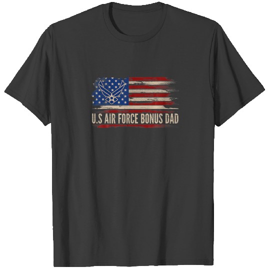 Vintage U.S Air Force Bonus Dad American Flag Vete T-shirt