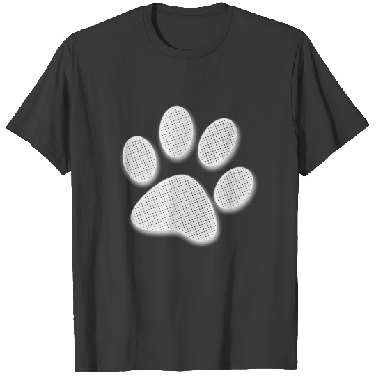 White/Light Grey Halftone Paw Print T-shirt