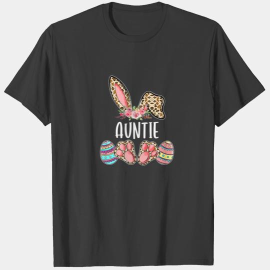 Auntie Easter Leopard Bunny Egg Cute Family Easter T-shirt