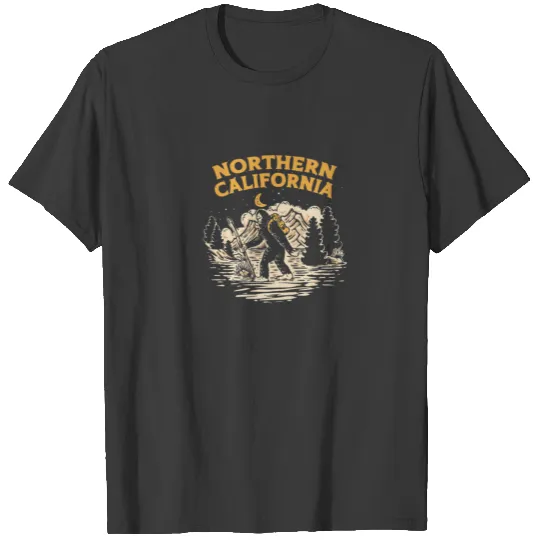 Northern California Hiking Bigfoot Night Mountains T-shirt