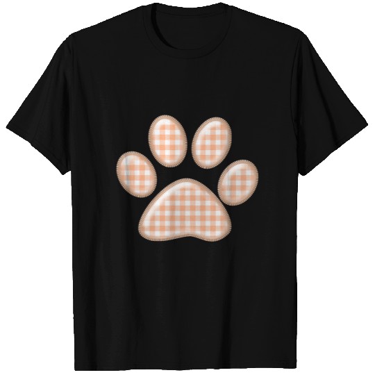 gingham cat paw - orange T-shirt