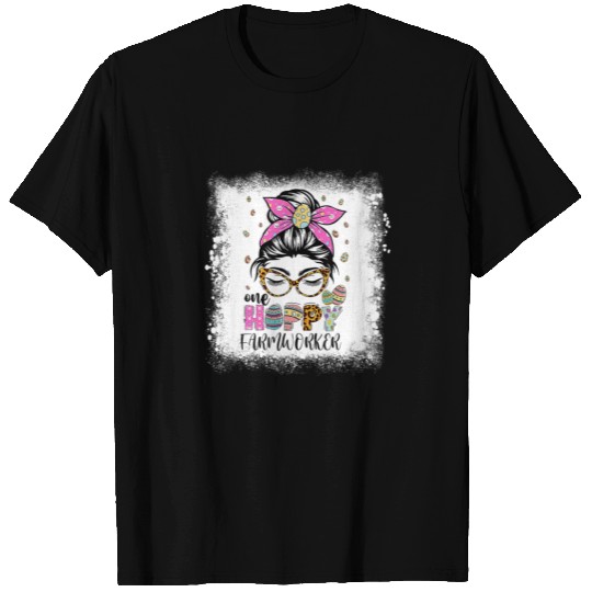 Bleached One Hoppy Farmworker Bunny Easter Day T-shirt