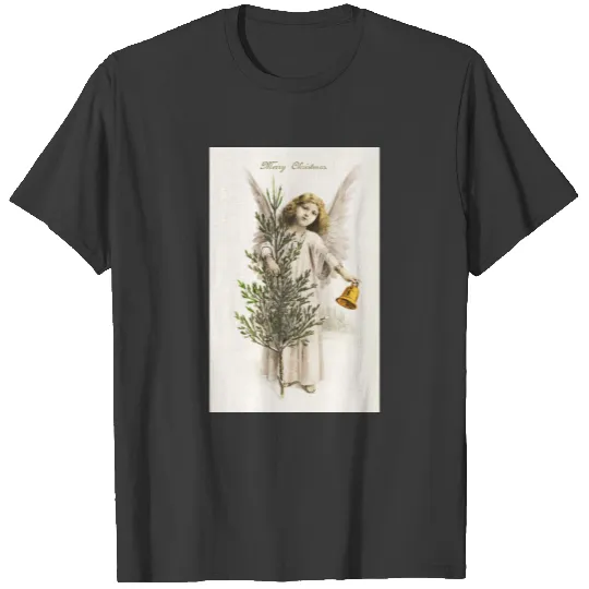 Vintage Merry Christmas Angel with Bell T-shirt