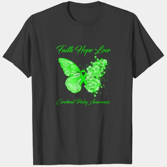 Butterfly Faith Hope Love Cerebral Palsy Awareness T-shirt
