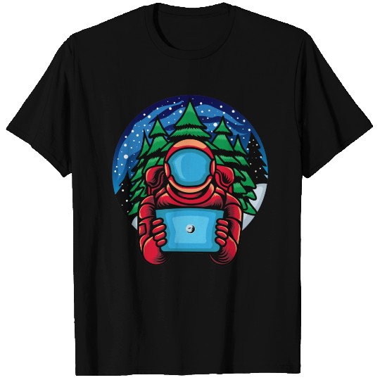 Astro Santa Holding Tablet T-shirt