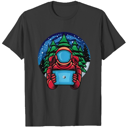 Astro Santa Holding Tablet T-shirt