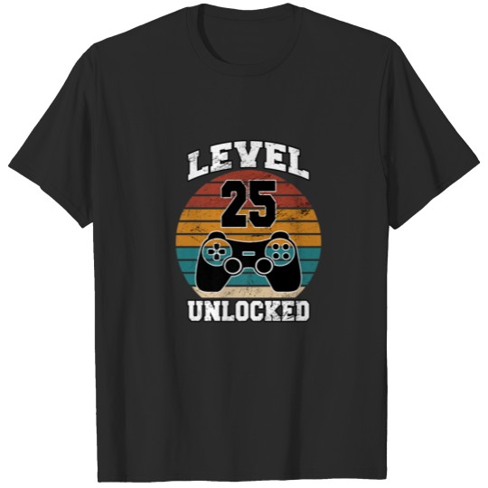 Level 25 Unlocked 25 Years Old Retro 80S 25Th Birt T-shirt
