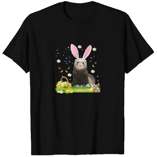 Cute Ferret Easter Day Bunny Eggs Easter Costume W T-shirt