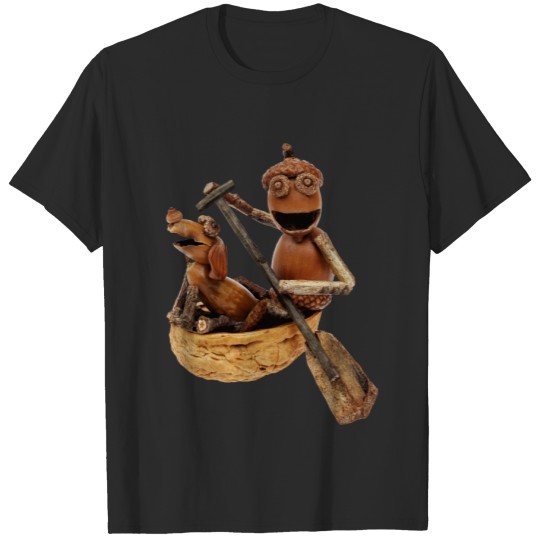 Discover with acorn elf in the boat with dog T-shirt