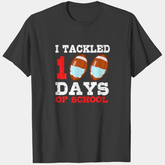 Football Masks Funny 100 Days Of School Teacher Bo T-shirt