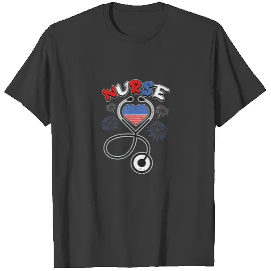 American Nurse 4Th Of July Stethoscope Patriotic R T-shirt