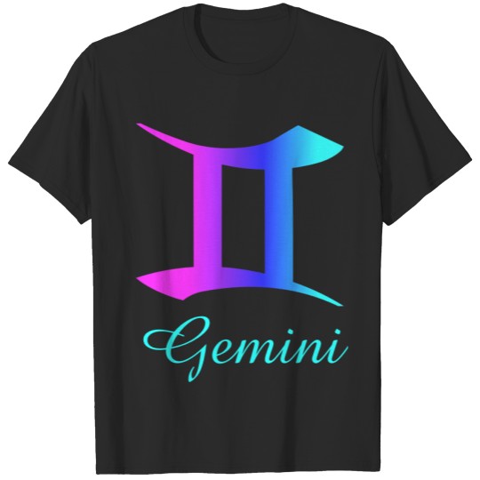 Gemini Zodiac Sign Pink Purple Blue Aqua T-shirt