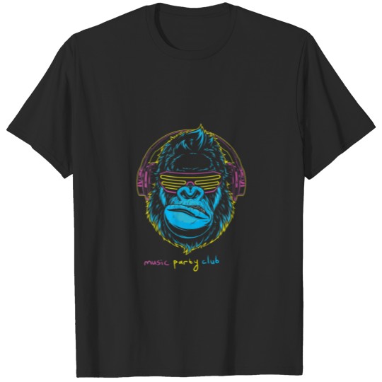 Discover Music Party Club DJ Monkey Animal Lover Colorful H T-shirt