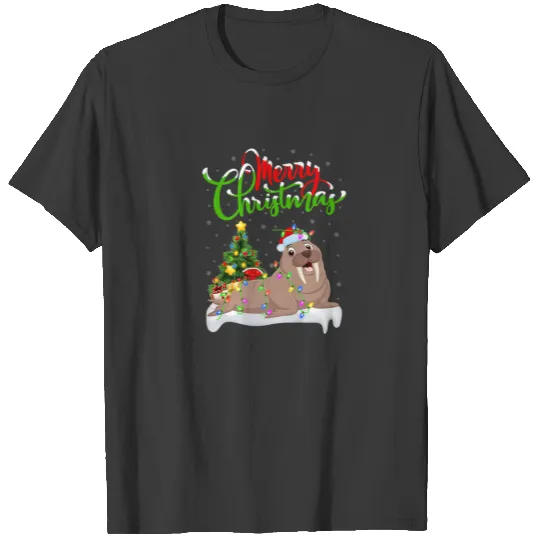 Funny Walrus Fish Lover Xmas Lighting Walrus Chris T-shirt