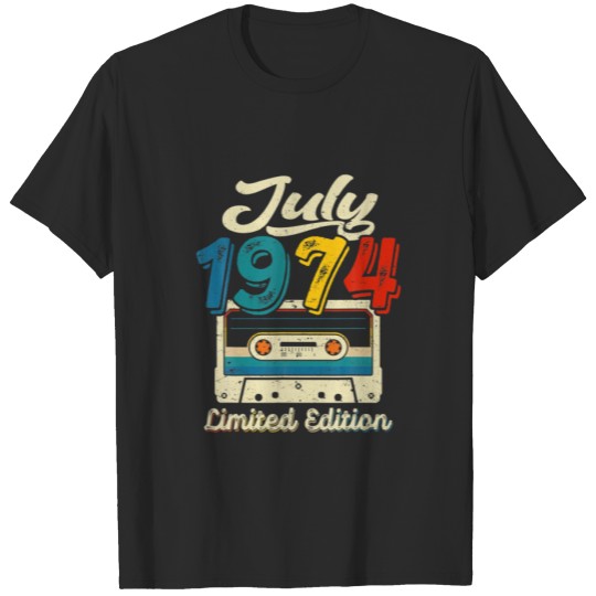 Vintage July 1974 Cassette Tape 47Th Birthday Deco T-shirt