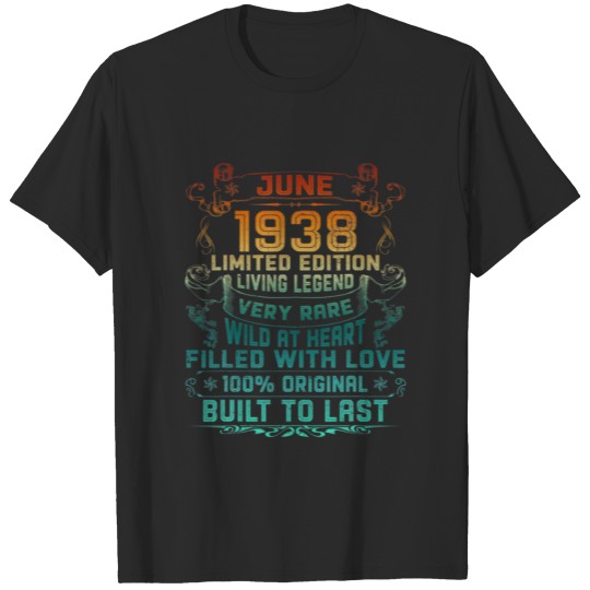 Discover Vintage 84 Years Old June 1938 84Th Birthday Gift T-shirt