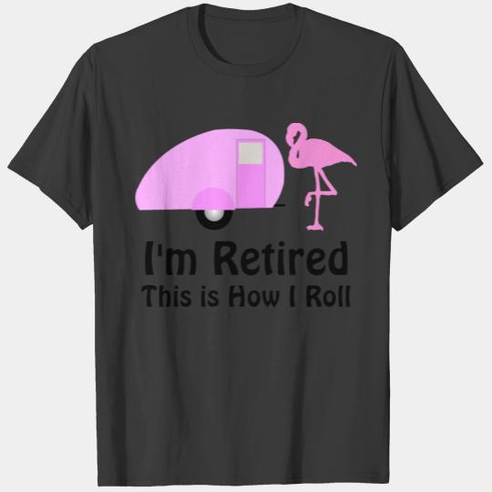 Funny Retirement Pink Flamingo Retro Camper T-shirt