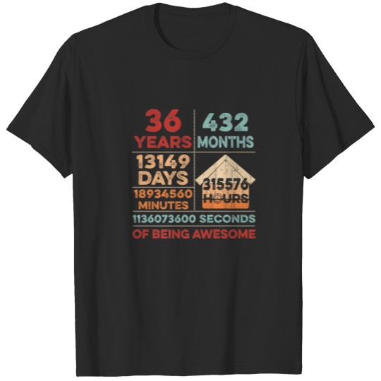 Discover Vintage 36Th Birthday 36 Years Old Being Awesome A T-shirt