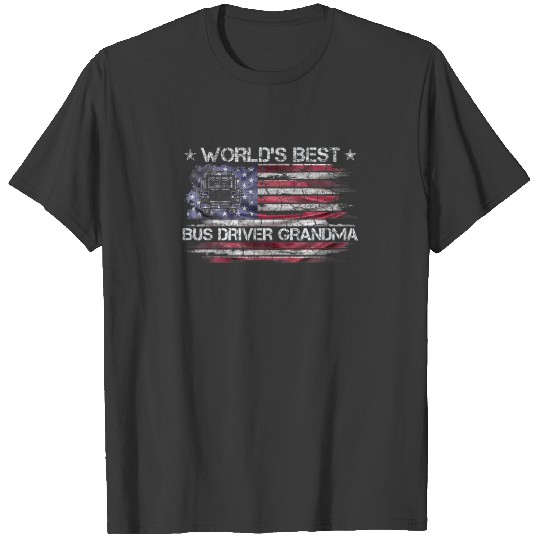 Vintage American Flag World's Best School Bus Driv T-shirt