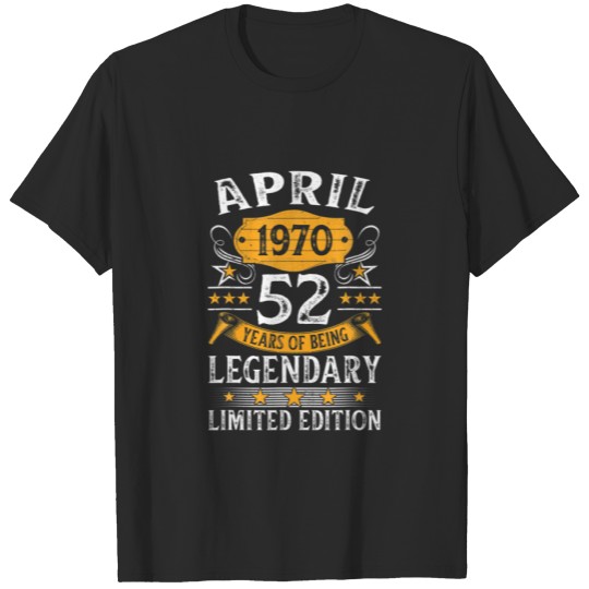 Discover Awesome 52 Year Old April 1970 Vintage Retro 52Nd T-shirt