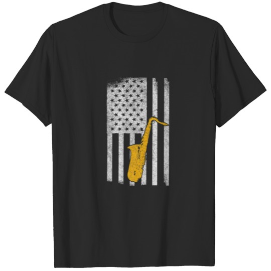 Funny Patriotic Saxophone Musician USA Flag Jazz M T-shirt
