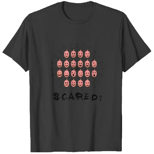 Scared pumkins in spiderweb T-shirt