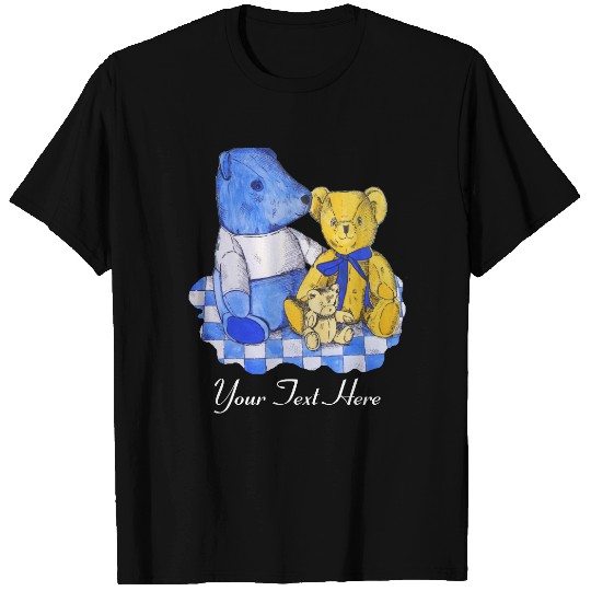 blue check picnic cloth with teddy bears T-shirt