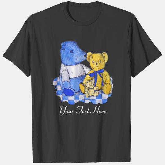 blue check picnic cloth with teddy bears T-shirt