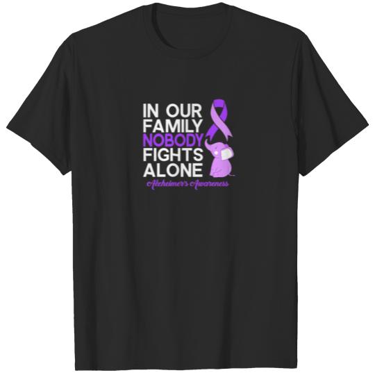 Discover Womens IN OUR FAMILY NOBODY FIGHTS ALONE Alzheimer T-shirt