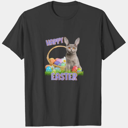 Happy Easter Cute Bunny Cat Eggs Basket Men Wo T-shirt