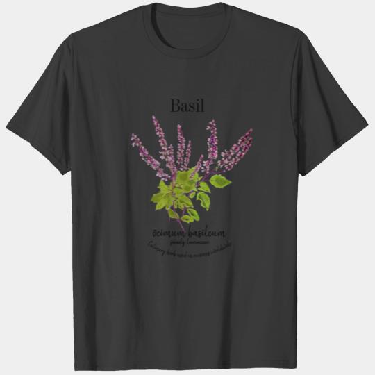 Basil Botanical Herb Drawing Traditional Drawing T-shirt