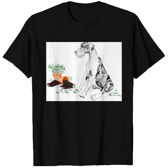 Great Dane Naughty Pup Harlequin UC T-shirt