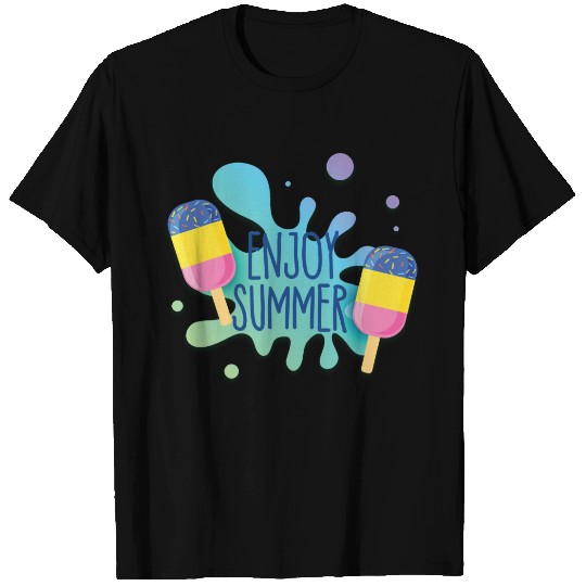 Ice Cream With Water Splash/ Shadow Effect Plus Size T-shirt