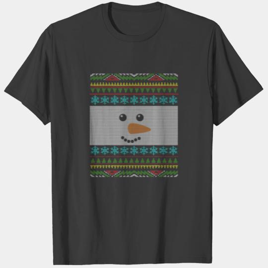 Snowman Face Carrot Nose Ugly Christmas Winter Swe T-shirt