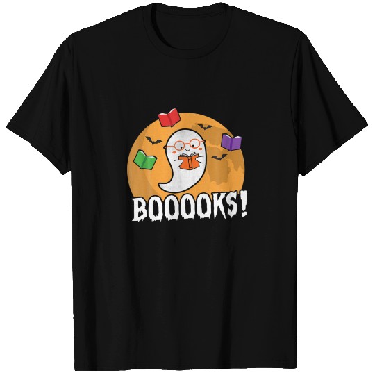 Booooks Cute Ghost Boo Read Books Library Funny Gi T-shirt