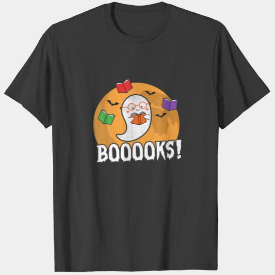 Booooks Cute Ghost Boo Read Books Library Funny Gi T-shirt