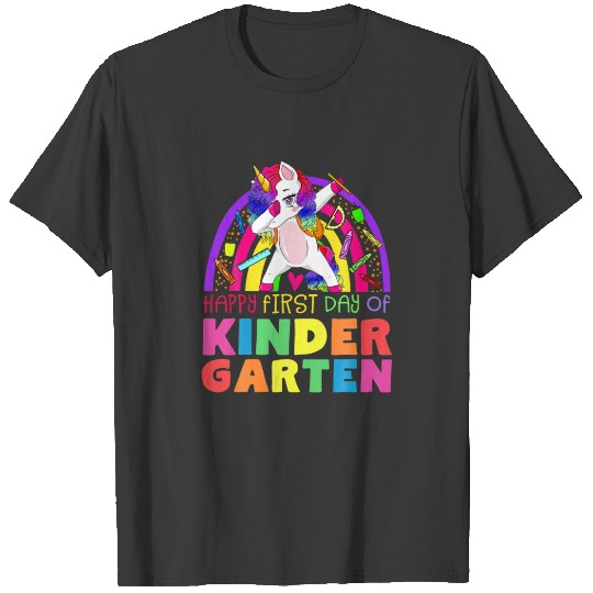Happy First Day Of Kindergarten Rainbow Unicorn Te T-shirt