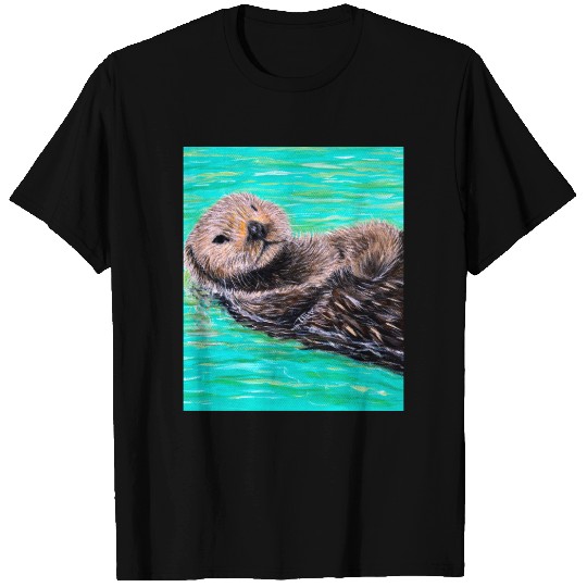 Fluffy Sea Otter Painting T-shirt