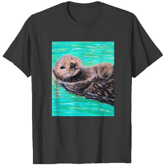 Fluffy Sea Otter Painting T-shirt