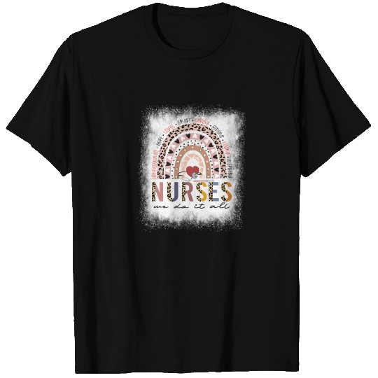 Bleached Leopard Rainbow Nurse We Do It All Nurse T-shirt
