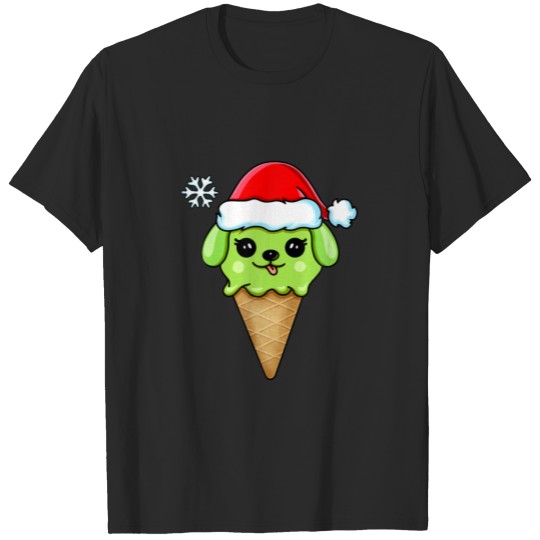 Cute Dog Ice Cream Santa Hat Matching Family Chris T-shirt