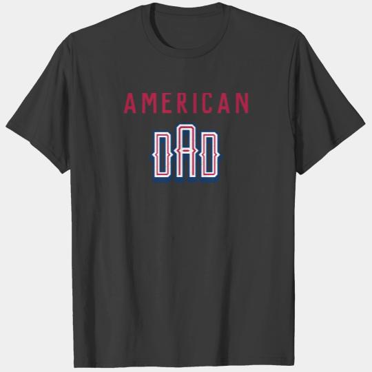 USA American DAD RED Blue Father's Day White T-shirt
