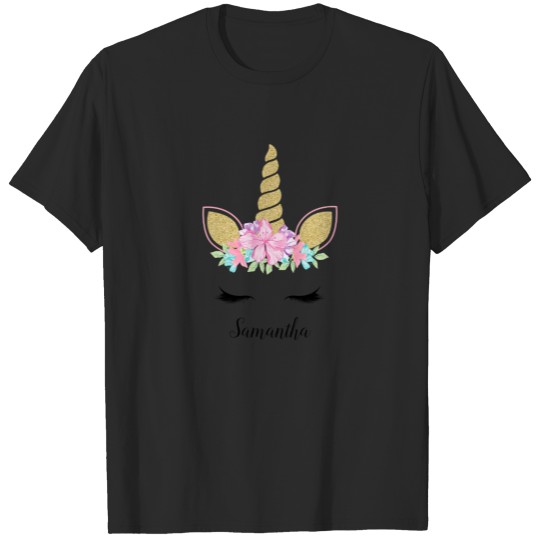 Discover Magical Unicorn Face Glitter Floral Pastel Colors T-shirt