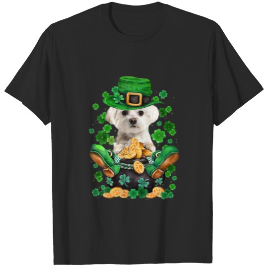 Discover Cute Maltese Dog Shamrock St Patricks Day Dog Iris T-shirt