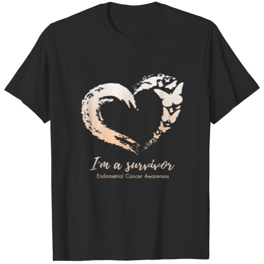 I'm Survivor Endometrial Cancer Awareness Peach Ri T-shirt