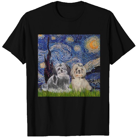 Starry Night - 2 Shih Tzus (A+Y) T-shirt