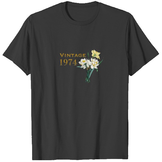 Discover Vintage 1974 Daffodil Flower 48Th Birthday Mothers T-shirt
