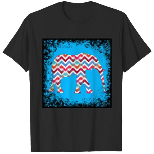 Discover Funky Zigzag Chevron Elephant on Teal Blue T-shirt